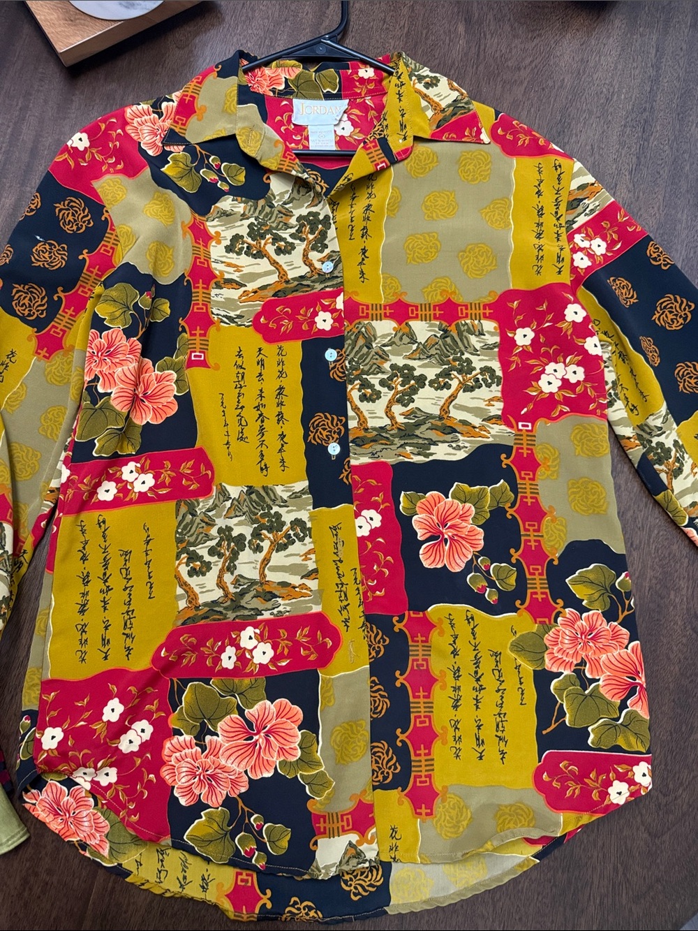 Jordan Multicolor Patchwork Floral Button-Down Shirt - Olive/Red/Black
